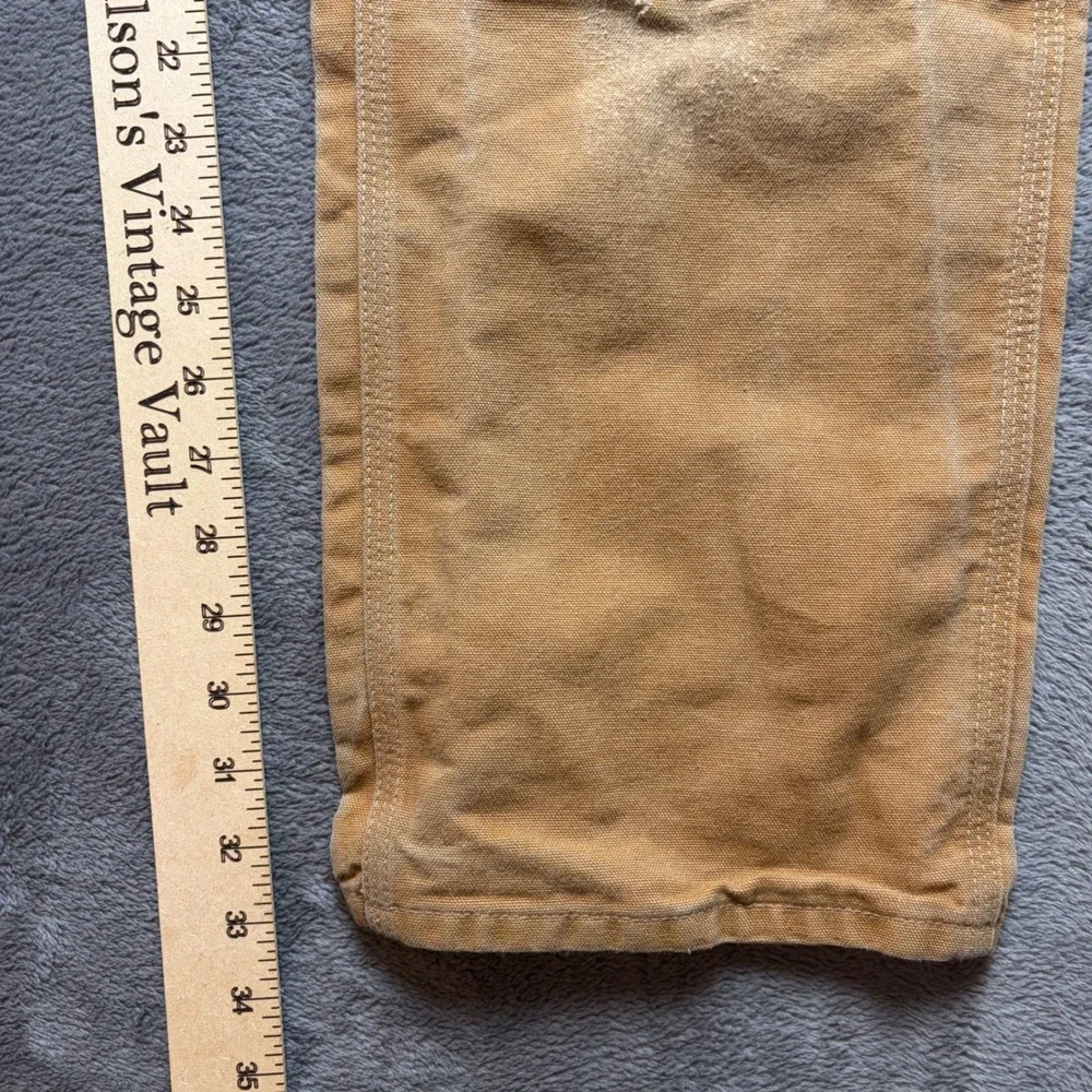 Vintage Carhartt B01 Work Pants Mens 32x34 Brown Loose Double Knee Made In USA